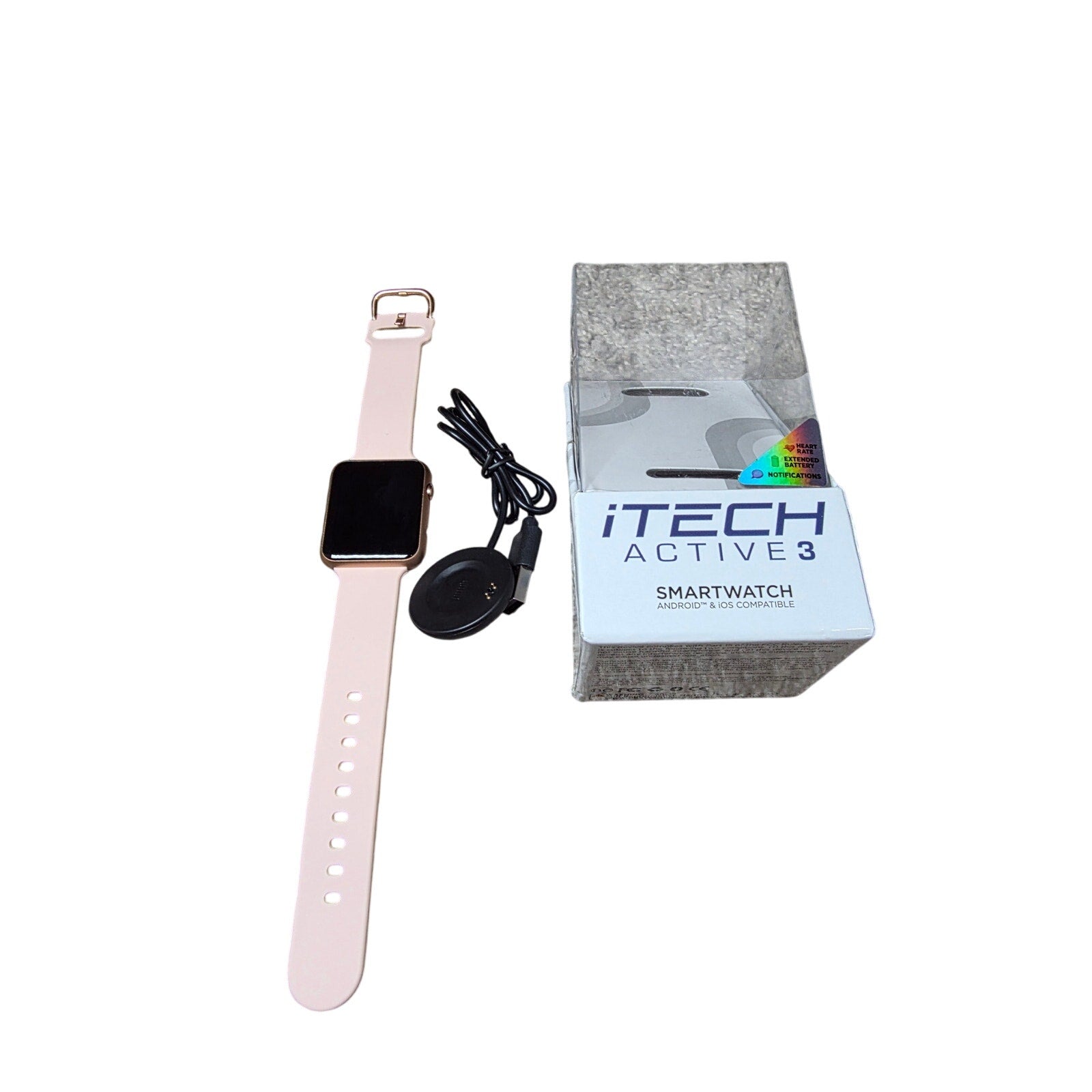 iTech Active 3 Smartwatch Rose Gold Case Pink Band – Fitness Tracker, Heart Rate