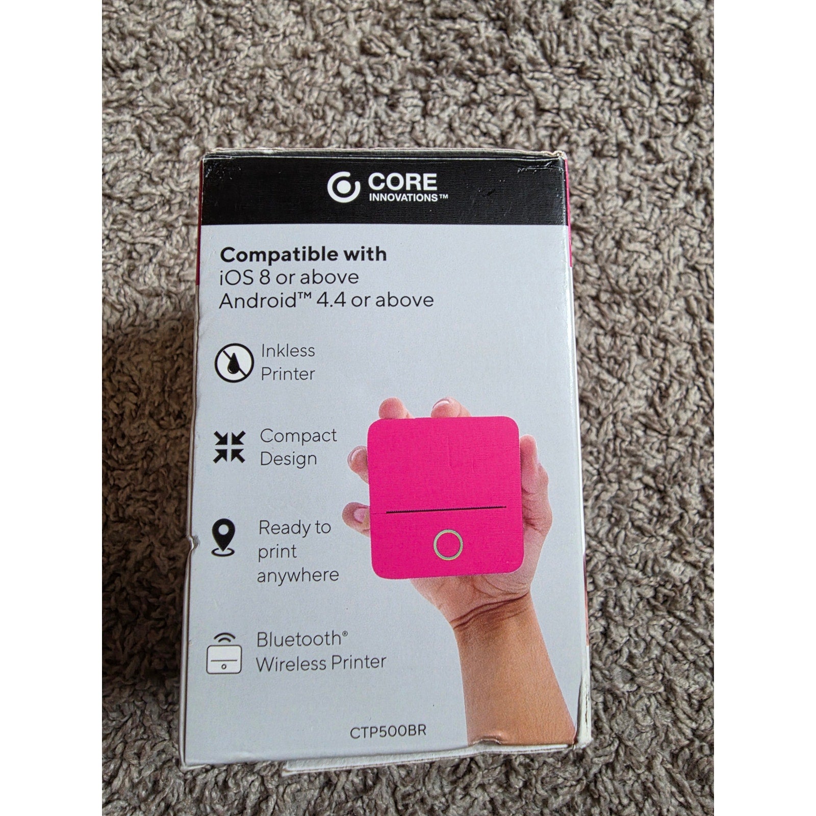 Core Innovations Wireless Mini Portable Thermal Printer Label Maker, Paper Included for Android and iOS Phone - Pink