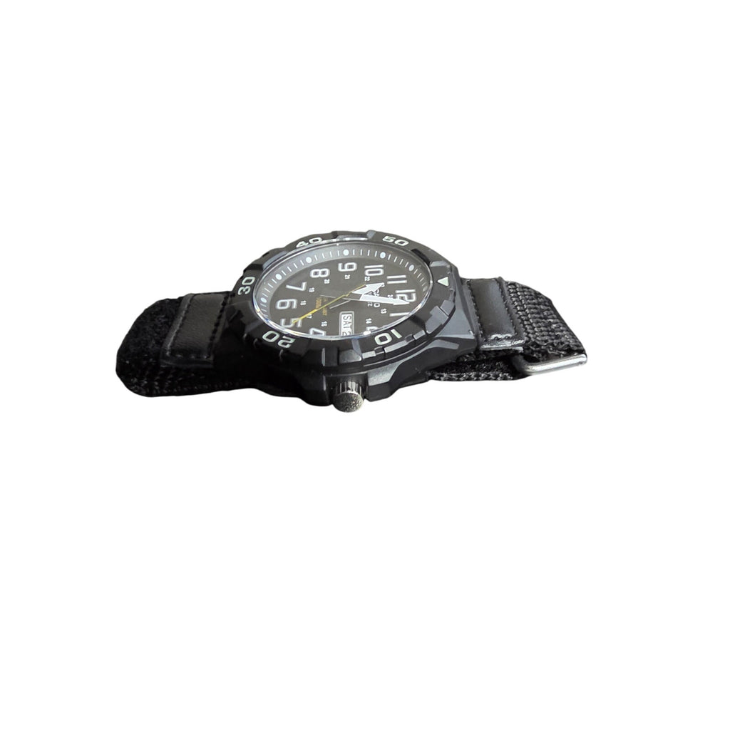 Casio Men’s Black Analog Quartz Watch with Nylon Strap – 100M Water Resistant