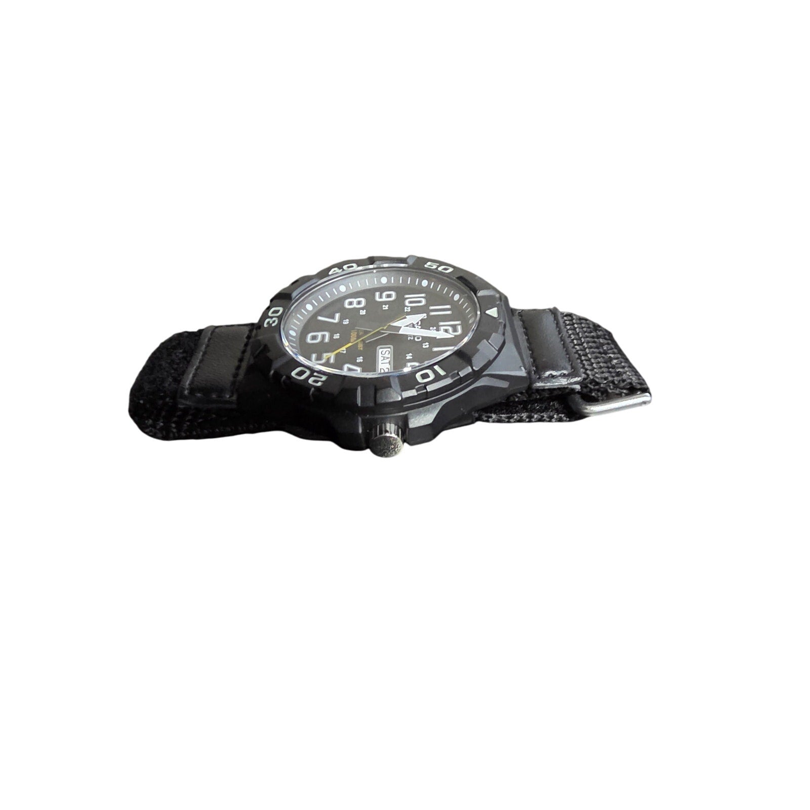 Casio Men’s Black Analog Quartz Watch with Nylon Strap – 100M Water Resistant