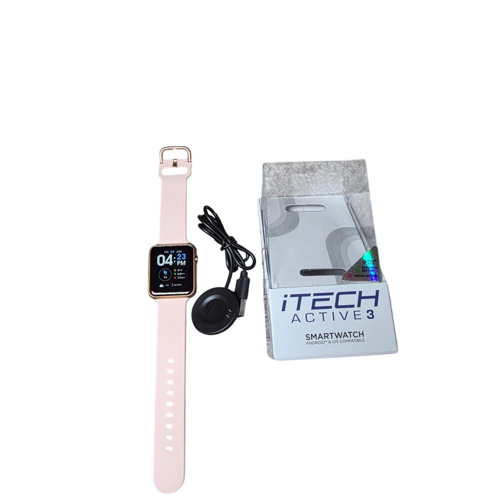 iTech Active 3 Smartwatch Rose Gold Case Pink Band – Fitness Tracker, Heart Rate
