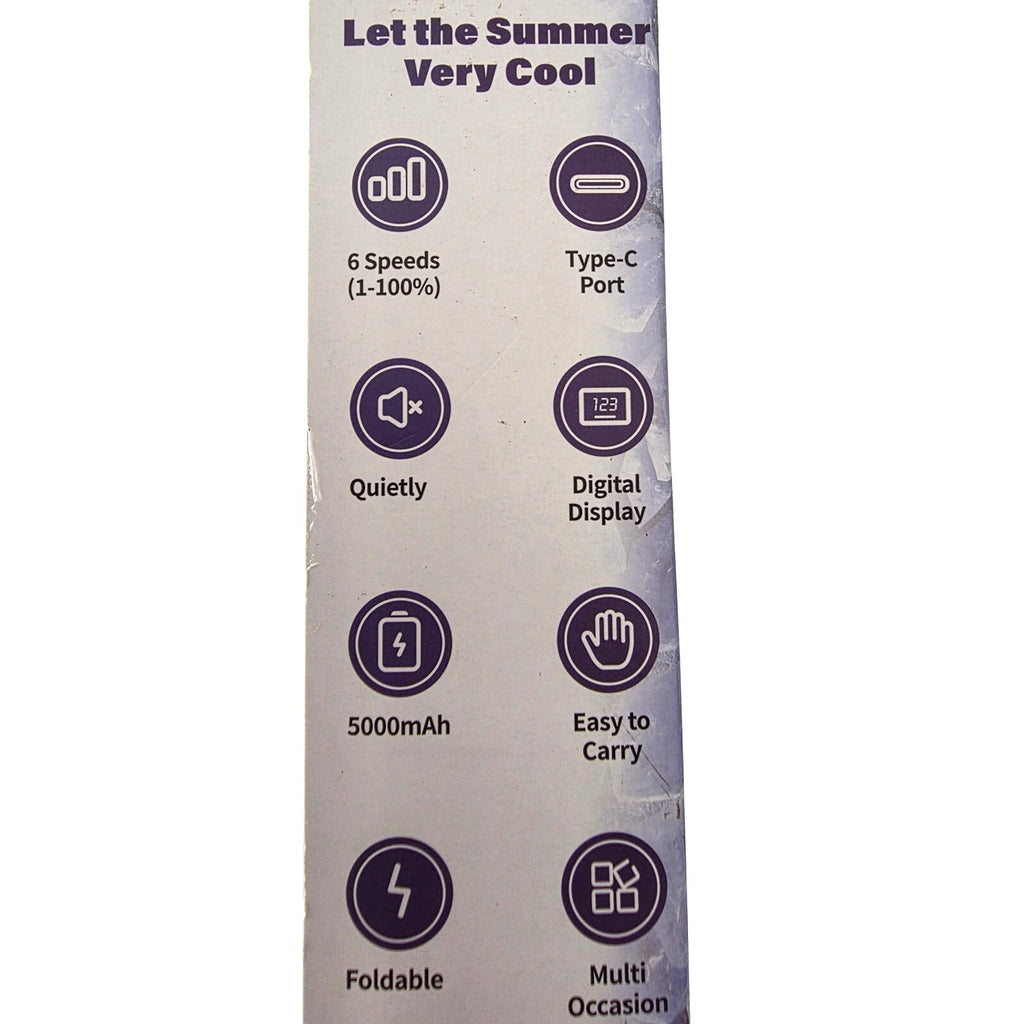 4 in 1 Portable Handheld Turbo Fan – Rechargeable 5000mAh Battery