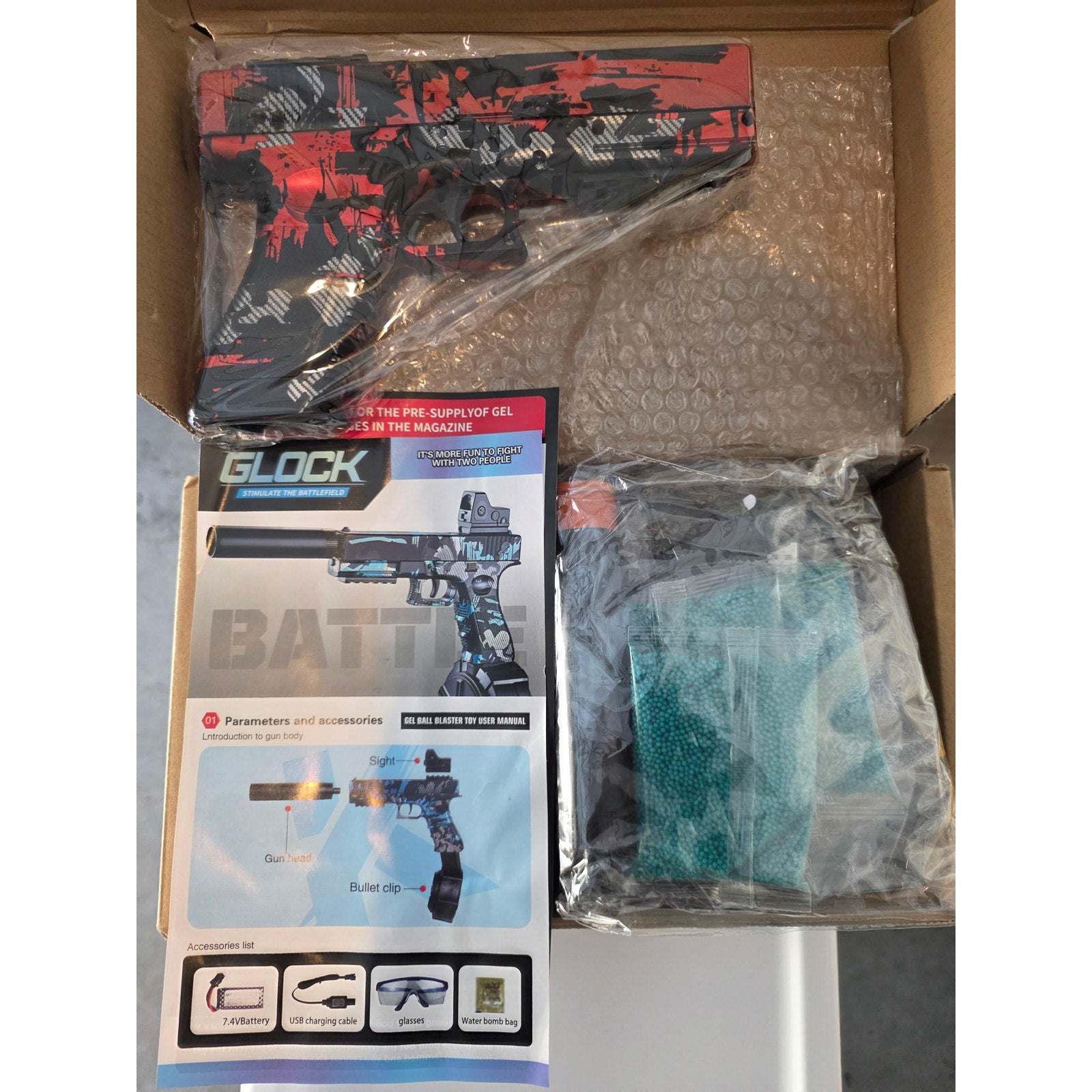 Crystal Bullet Gel Blaster Toy Gun with Goggles & Ammo – Ages 14+