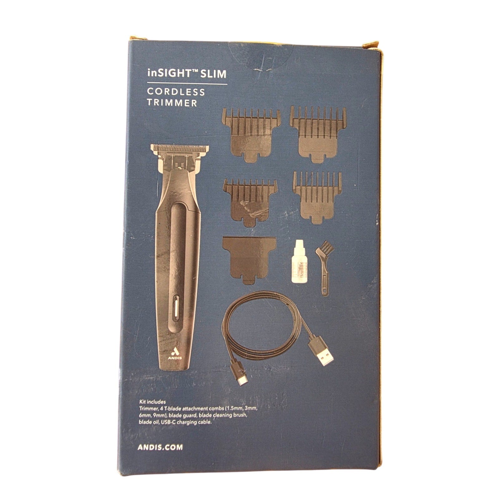 Andis inSight Slim Cordless Trimmer – 9-Piece Kit