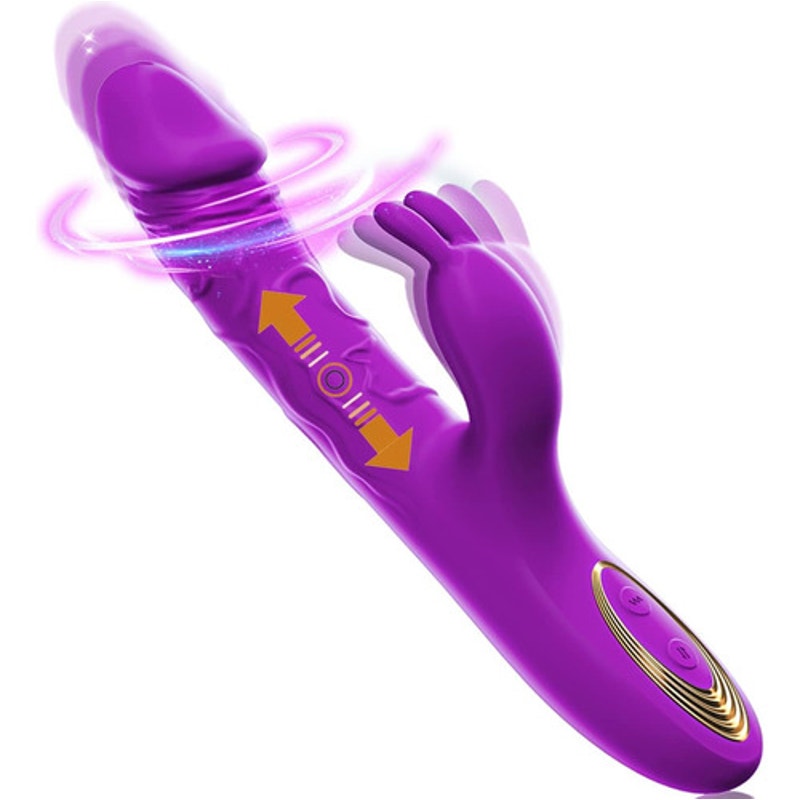 Waterproof Rechargeable Rabbit Vibrator – 10 Thrusting Modes, Clitoral & G-Spot Stimulation (Purple)