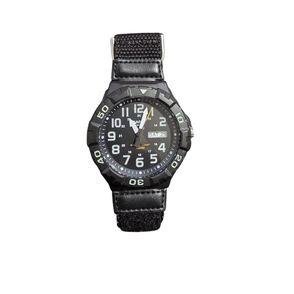 Casio Men’s Black Analog Quartz Watch with Nylon Strap – 100M Water Resistant