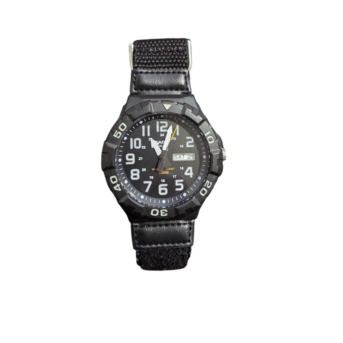 Casio Men’s Black Analog Quartz Watch with Nylon Strap – 100M Water Resistant
