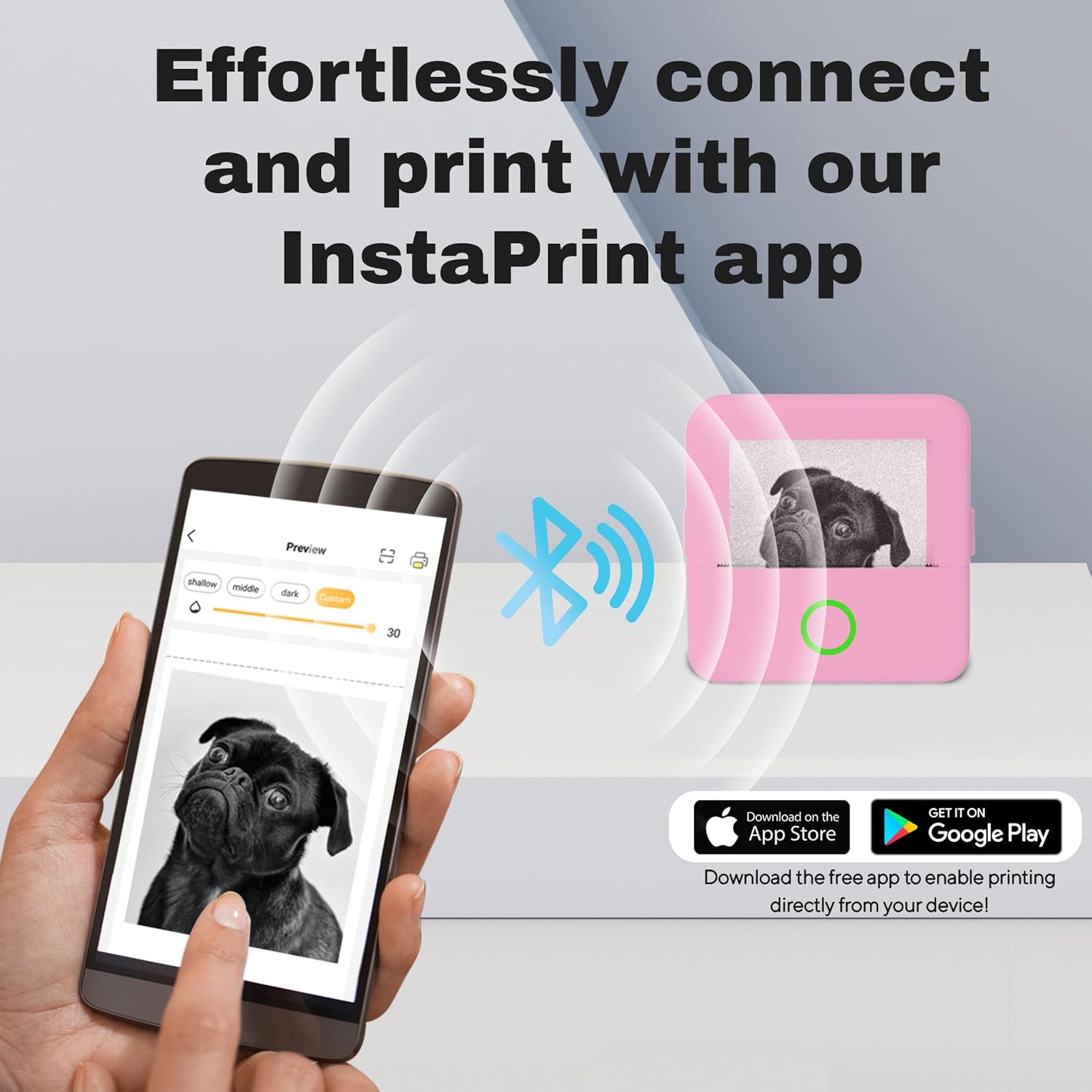 Core Innovations Wireless Mini Portable Thermal Printer Label Maker, Paper Included for Android and iOS Phone - Pink
