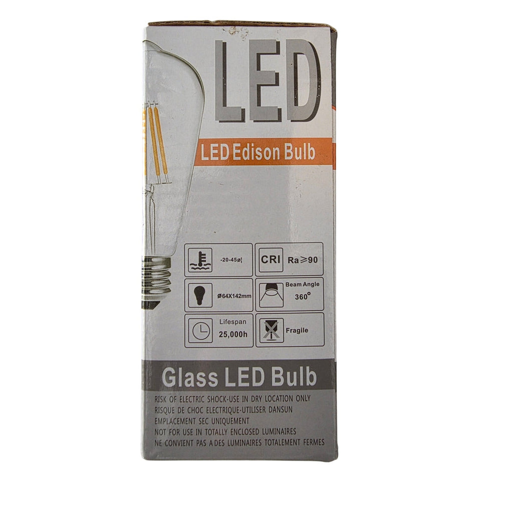 LED Edison Bulb ST64 – 6W Warm White Dimmable Glass Light