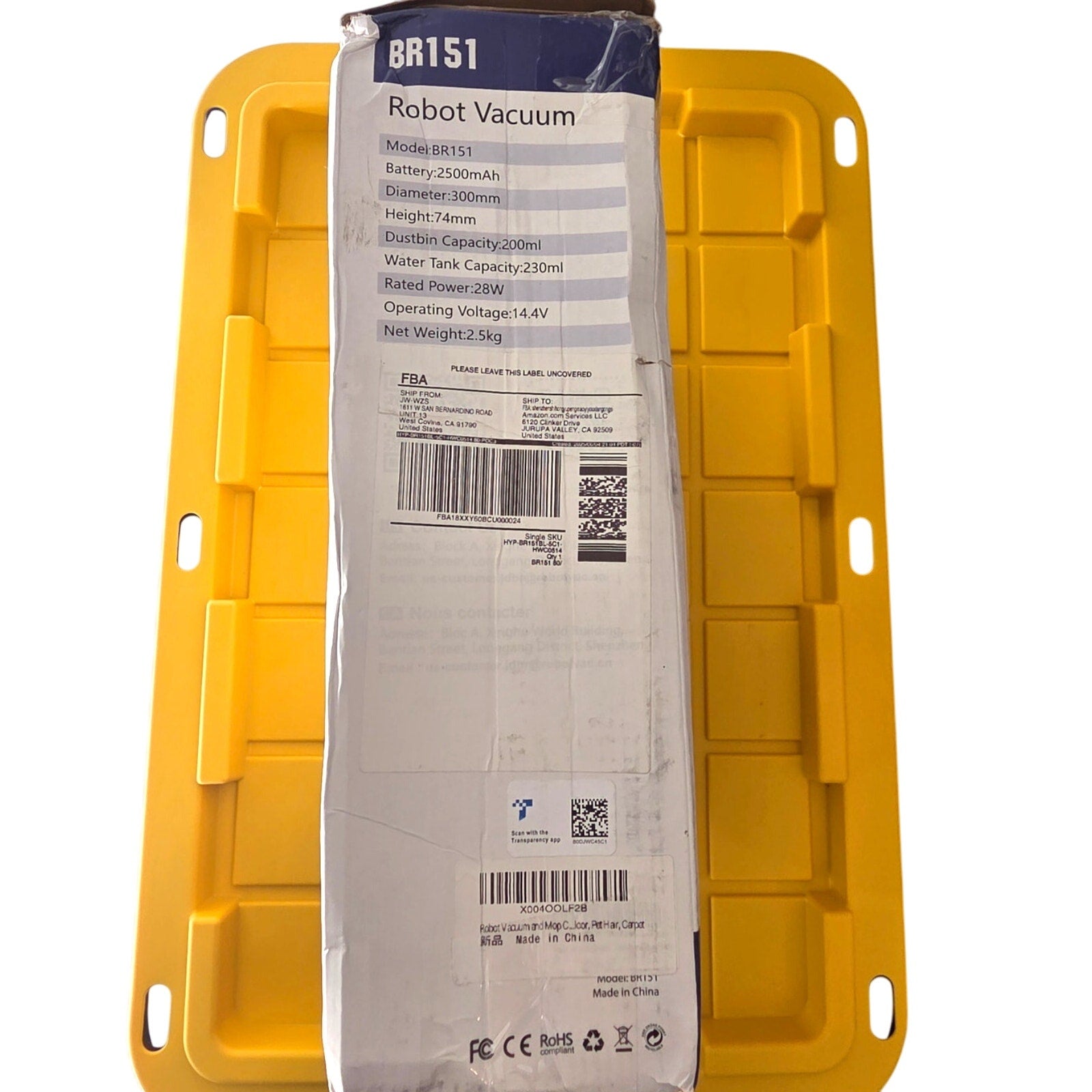 BR151 Robot Vacuum Cleaner with WiFi, Ultra-Thin Design, Low Pile Carpet