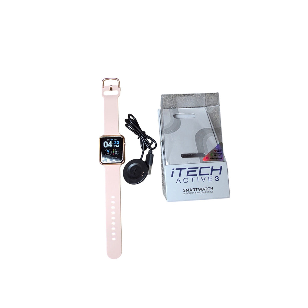 iTech Active 3 Smartwatch Rose Gold Case Pink Band – Fitness Tracker, Heart Rate