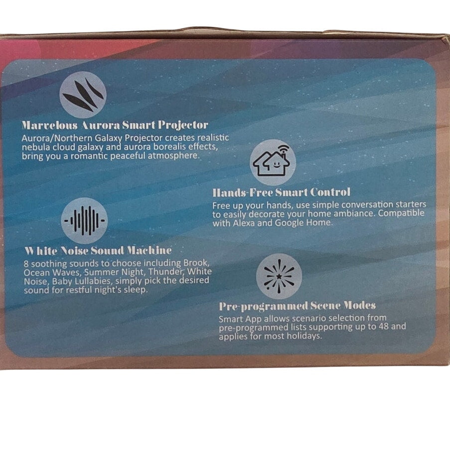 Aurora Smart Projector Night Light with White Noise & Smart App Control