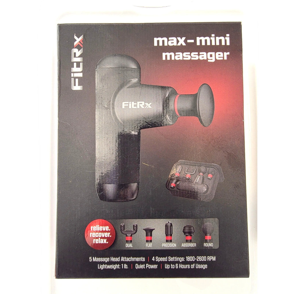 FitRx Max-Mini Percussion Massager Gun with 5 Attachments & Travel Case