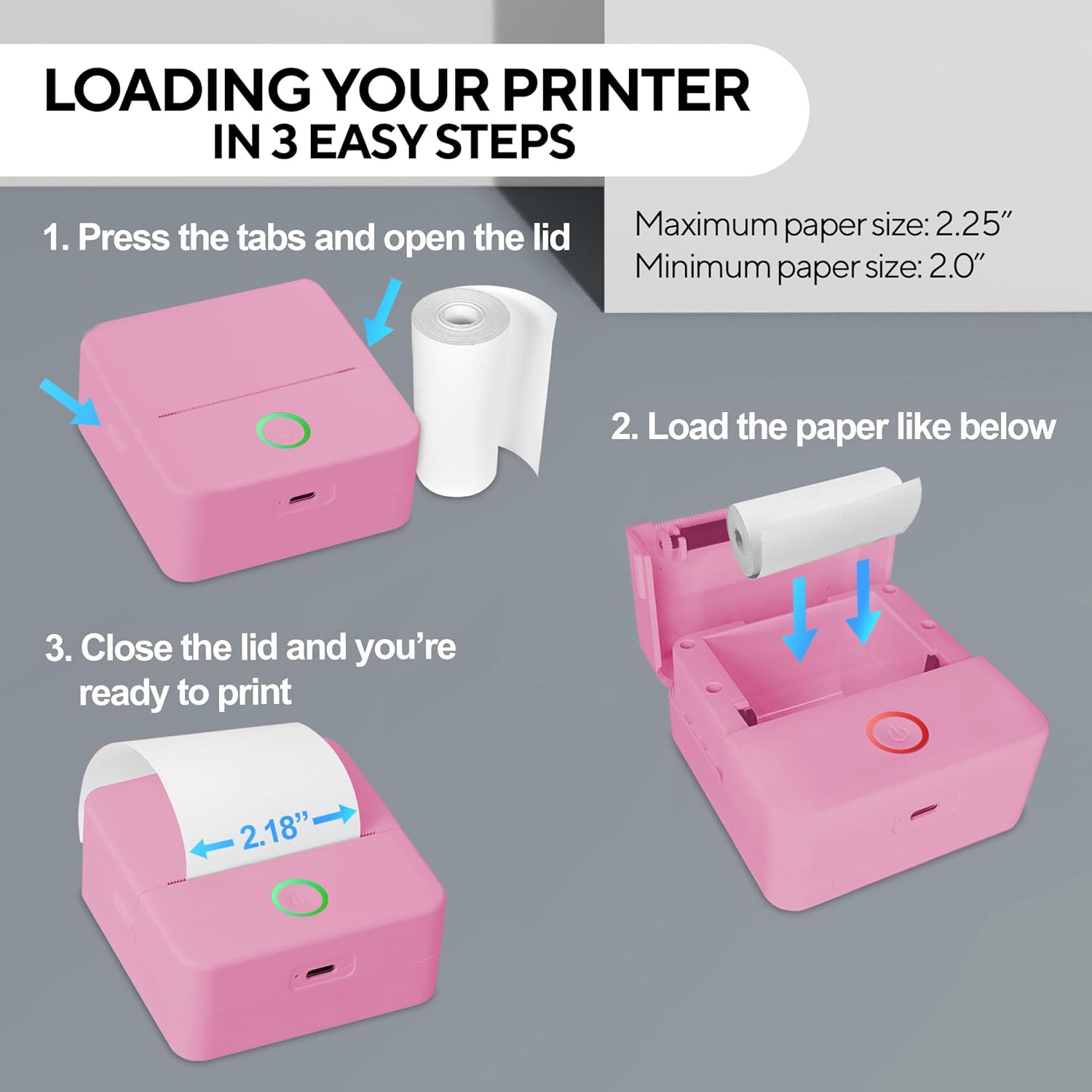 Core Innovations Wireless Mini Portable Thermal Printer Label Maker, Paper Included for Android and iOS Phone - Pink