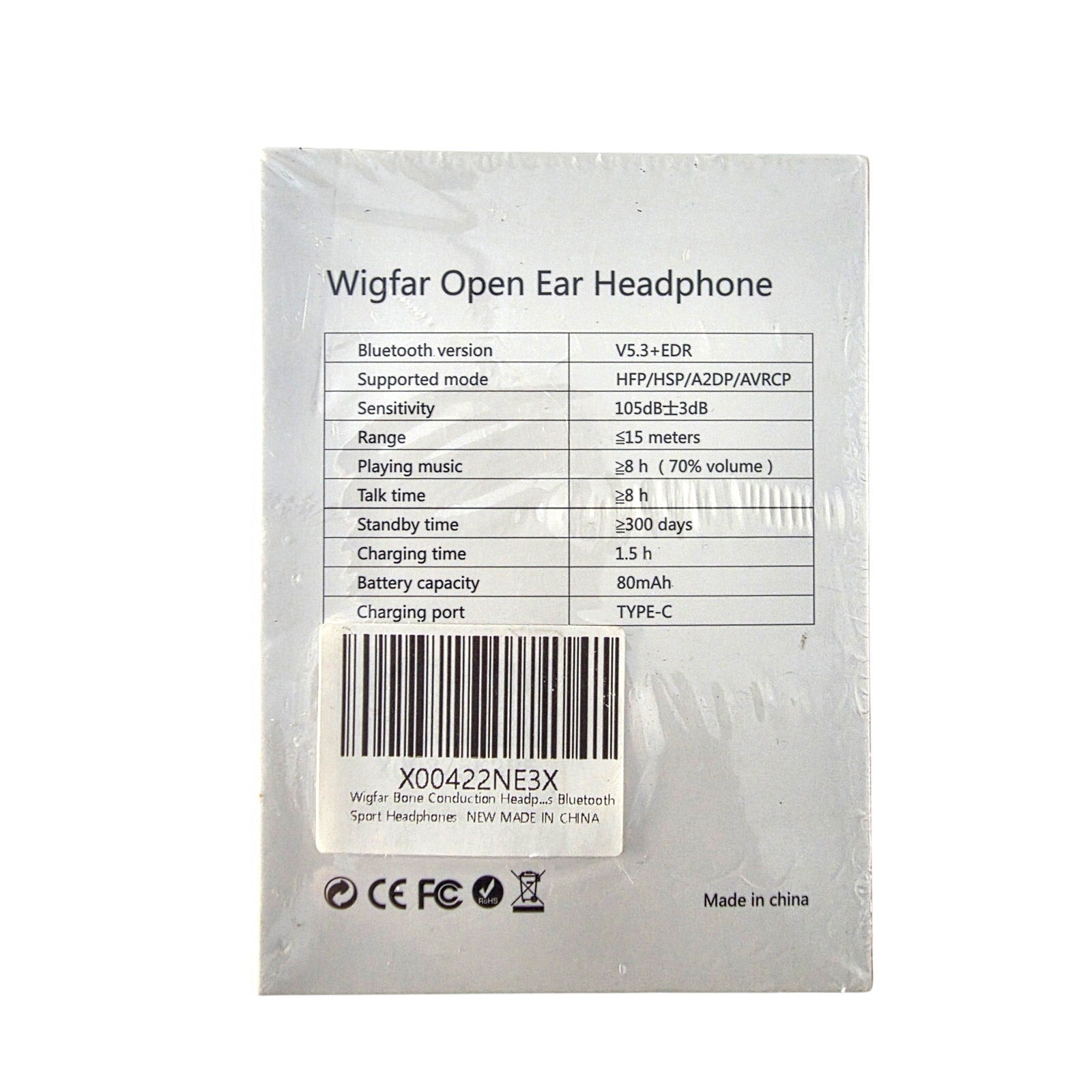 Wigfar Open Ear Bluetooth Headphones Sport Wireless Earbuds