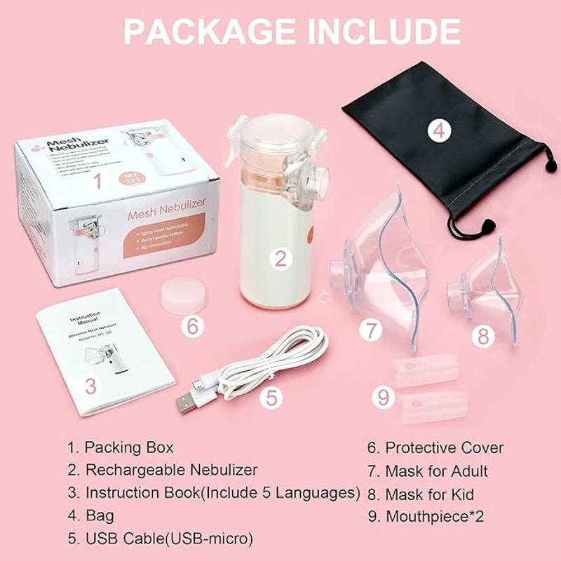 Portable Nebulizer, Rechargeable Nebulizer of Cool Mist, Nebulizer