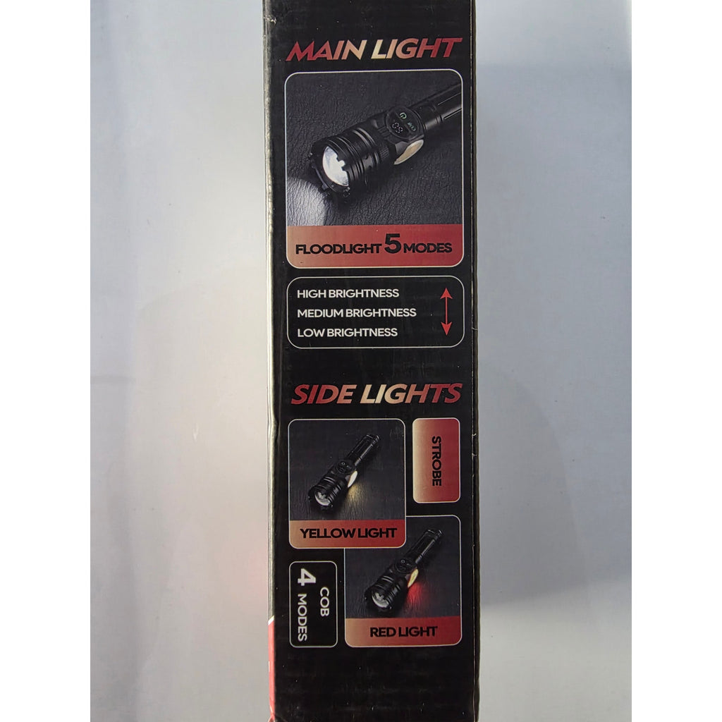 Rechargeable LED Floodlight Multi-Function Flashlight with Side Lights