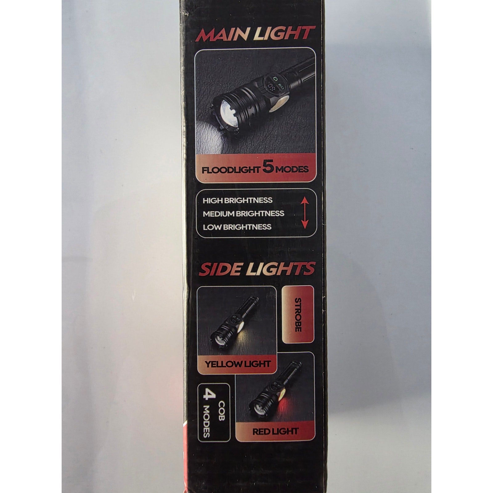Rechargeable LED Floodlight Multi-Function Flashlight with Side Lights