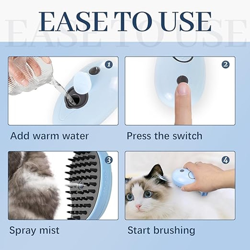 Cat Steam Brush for Shedding, 3-in-1 Cat Steamy Brush
