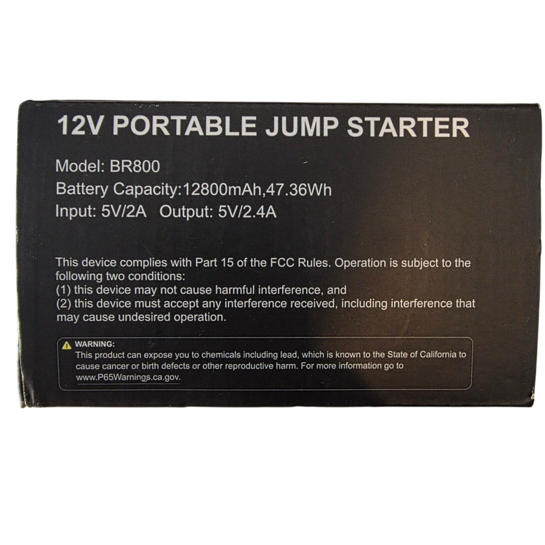 Buture BR800 12V Portable Car Jump Starter, 12800mAh Battery Pack with Cables