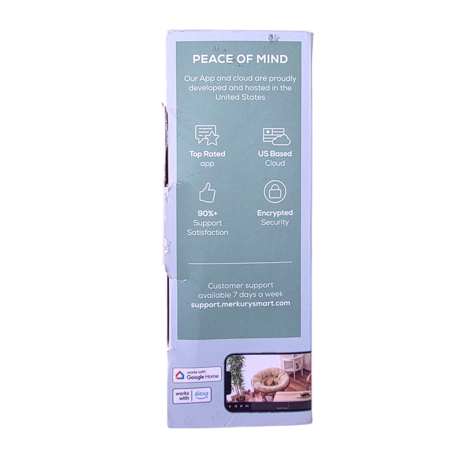 Merkury Smart Indoor Camera 1080p - Wi-Fi Security Cam with Night Vision, White