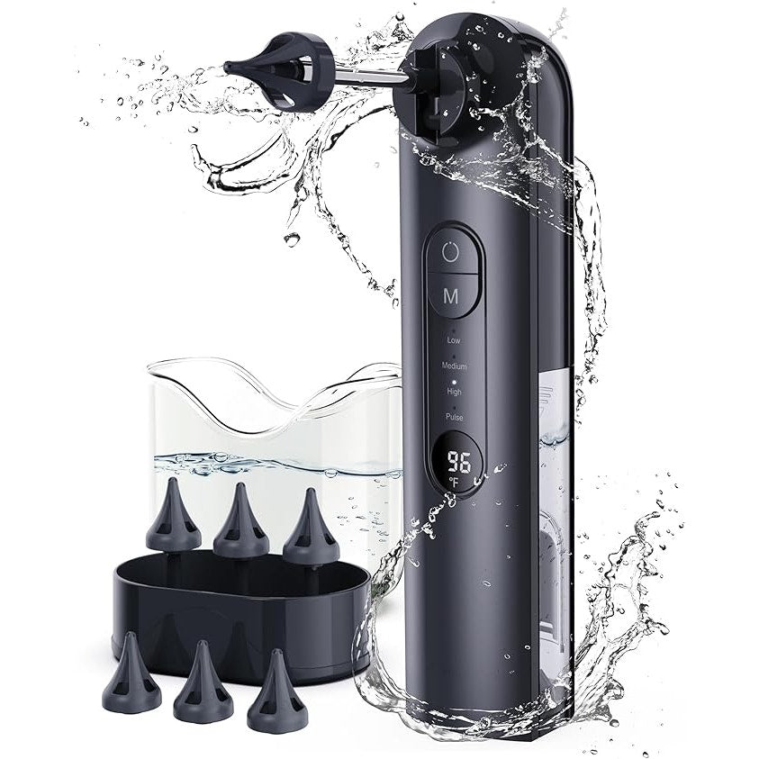 Ear Wax Removal Tool Electric Ear Cleaner Kit with 4 Pressure Settings, USB Rechargeable Water Jet, 6 Tips & 250ml Tank