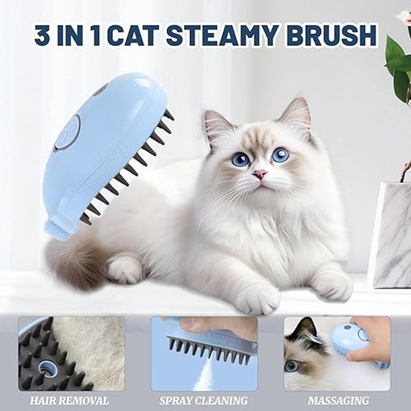 Cat Steam Brush for Shedding, 3-in-1 Cat Steamy Brush