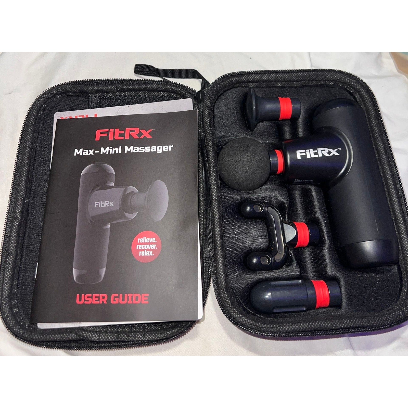 FitRx Max-Mini Percussion Massager Gun with 5 Attachments & Travel Case