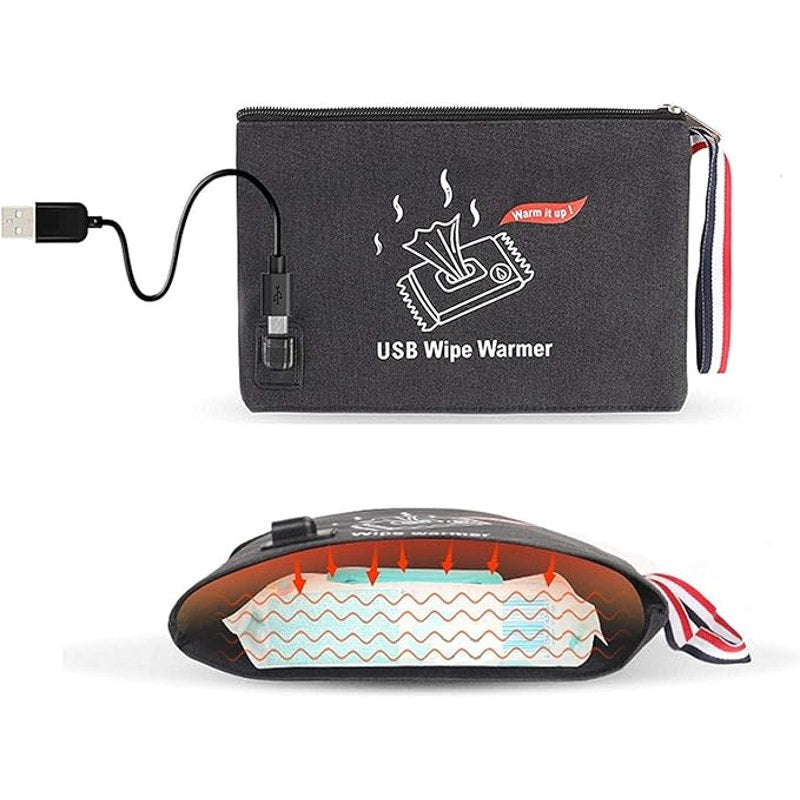 USB Wipe Warmer – Portable Baby Wipes Heater with USB Power, Travel Pouch Design
