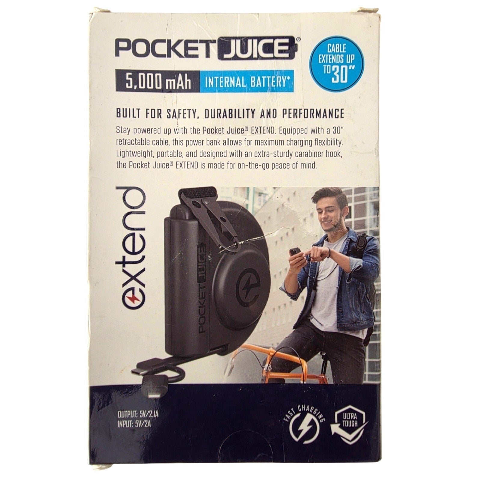 Pocket Juice Extend 5,000mAh Power Bank – Retractable Cable with Lightning