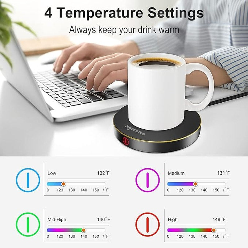 Coffee Cup Warmer for Desk Auto Shut Off: Coffee Mug Warmer with 4 Temperature Settings 50 Watts Fast Heating