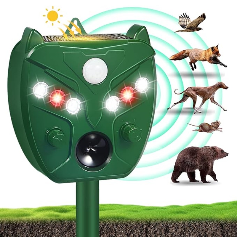 Solar Powered Ultrasonic Animal & Bird Repeller – (Set of 2 per Box)