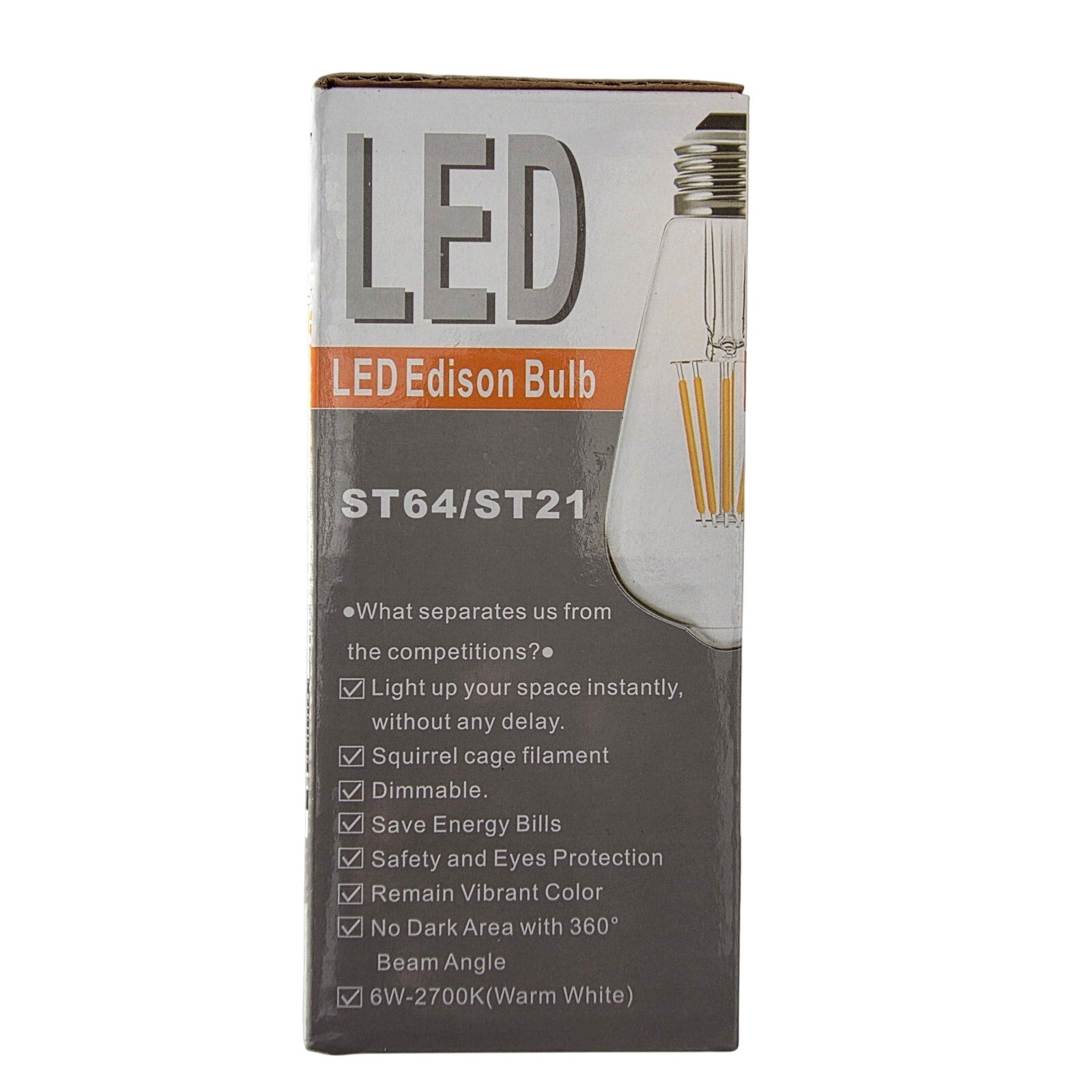 LED Edison Bulb ST64 – 6W Warm White Dimmable Glass Light