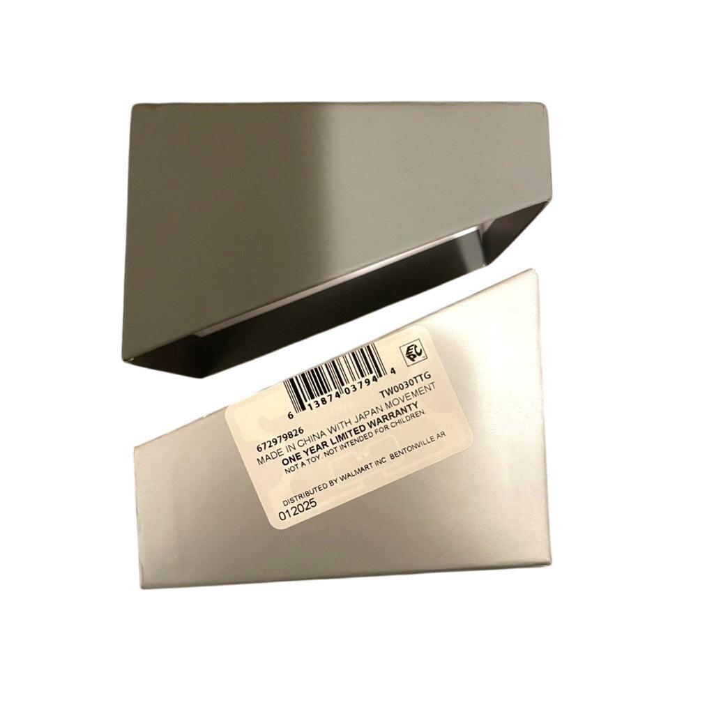 Time and Tru Women's Two Tone Gold Metallized Bezel Bracelet Wristwatch, 34mm