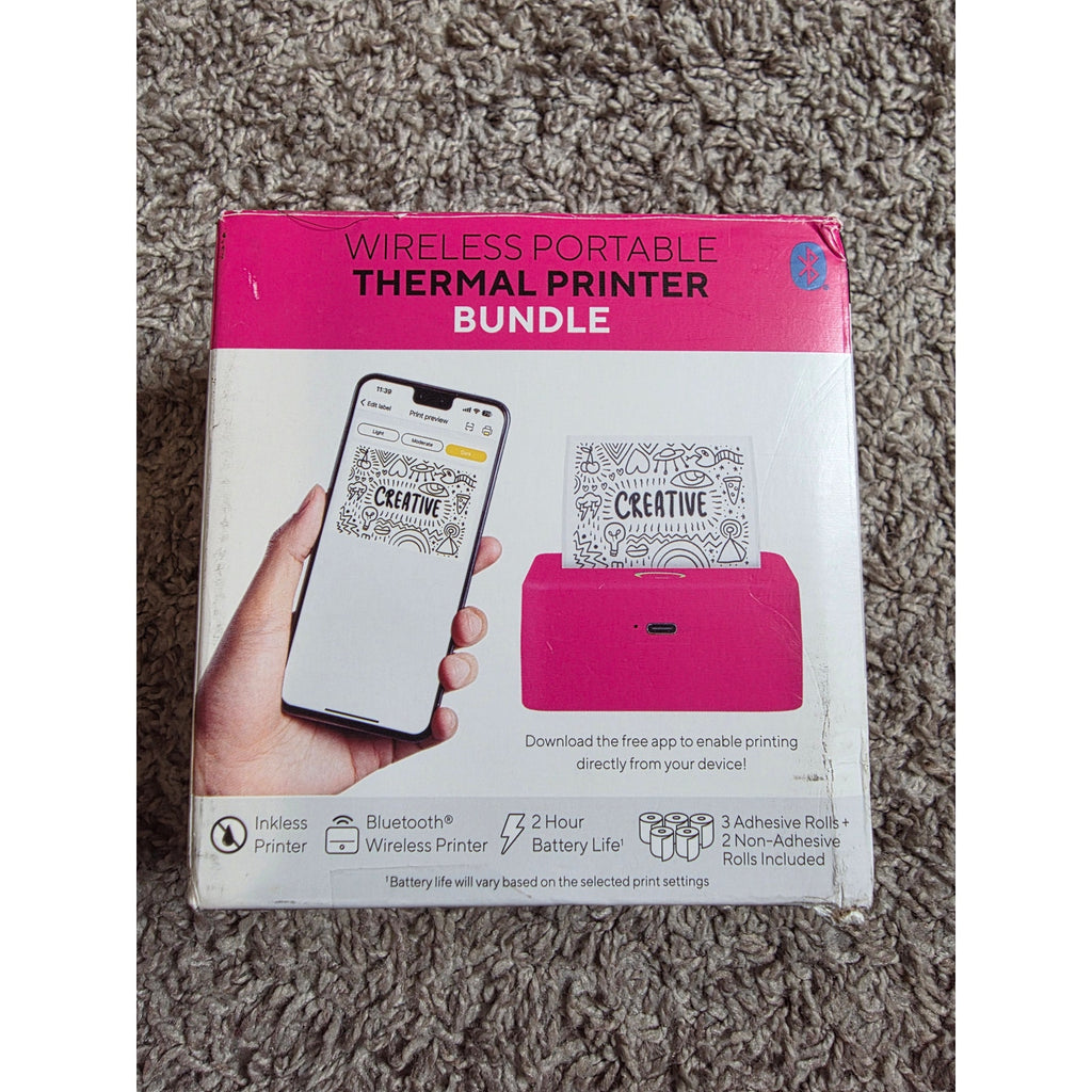 Core Innovations Wireless Mini Portable Thermal Printer Label Maker, Paper Included for Android and iOS Phone - Pink