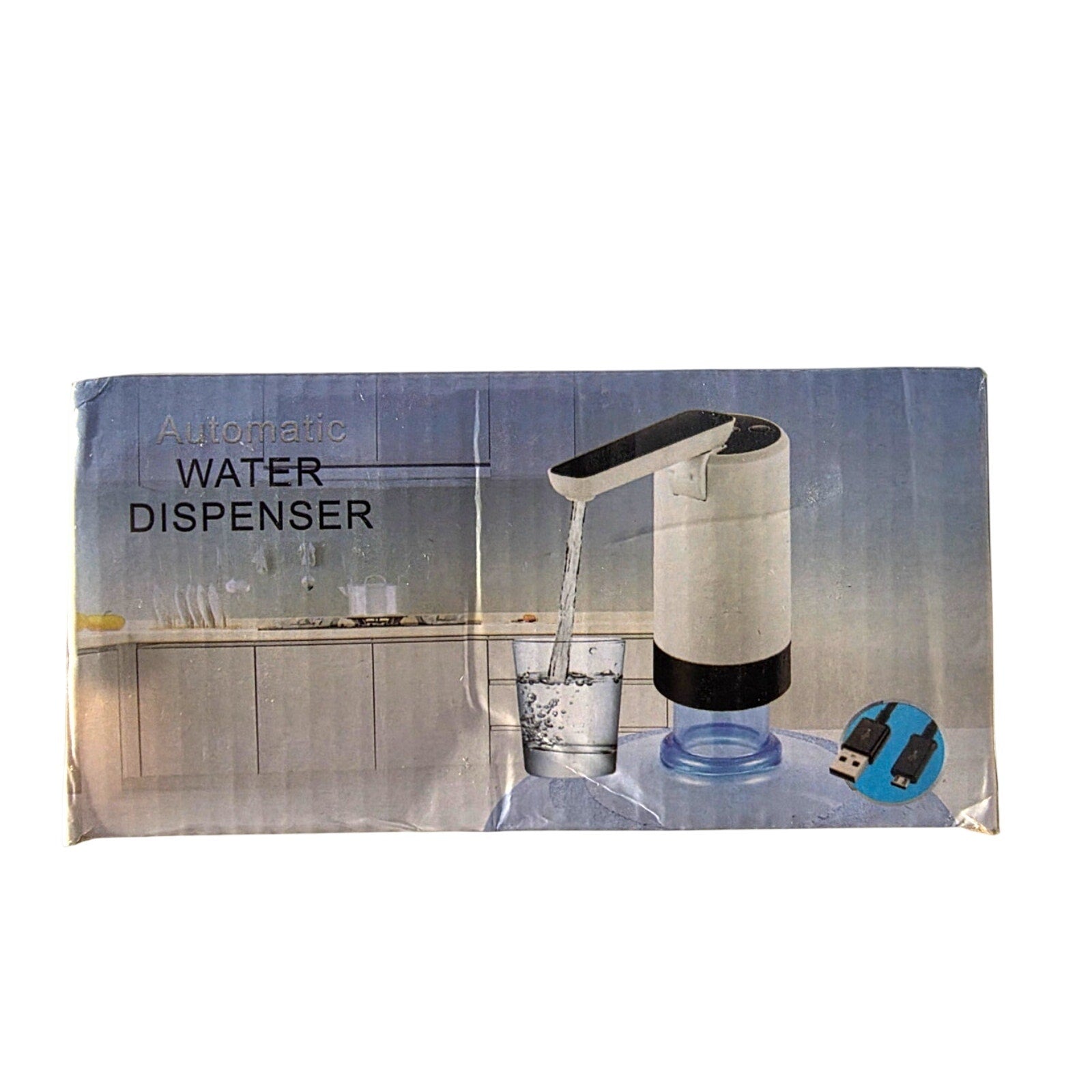 Foldable, automatic, water dispenser pump for universal 5 gallon water bottle with USB port.