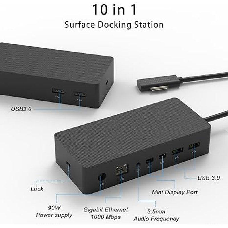 New Surface Dock with 90W Power Supply, Double mini DP, 4 USB3.0, 3.5mm Audio Output Compatible with Surface Pro
