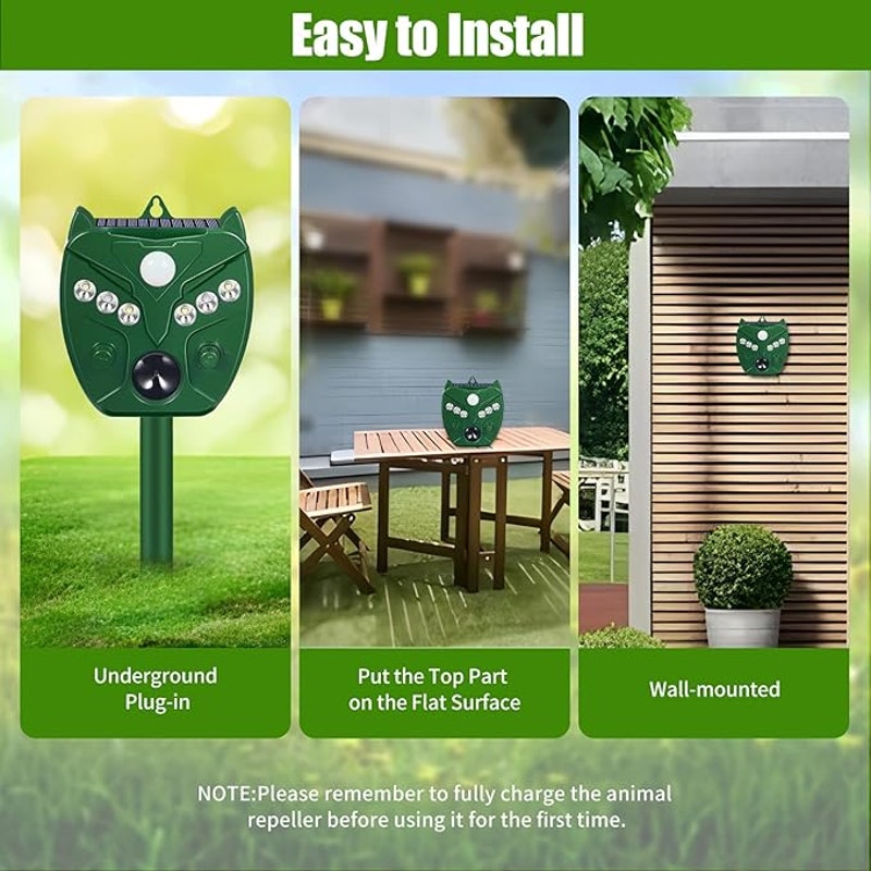 Solar Powered Ultrasonic Animal & Bird Repeller – (Set of 2 per Box)