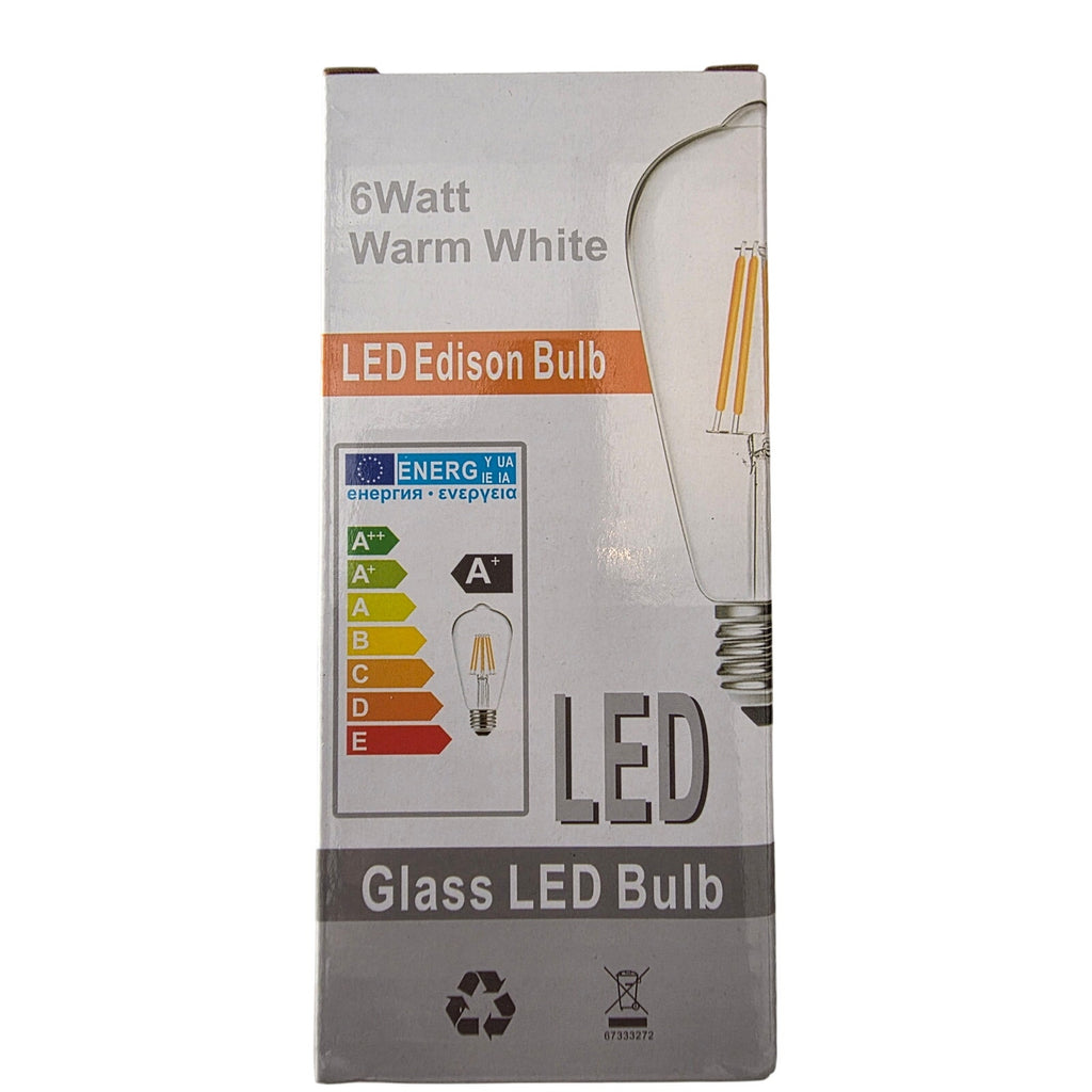 LED Edison Bulb ST64 – 6W Warm White Dimmable Glass Light
