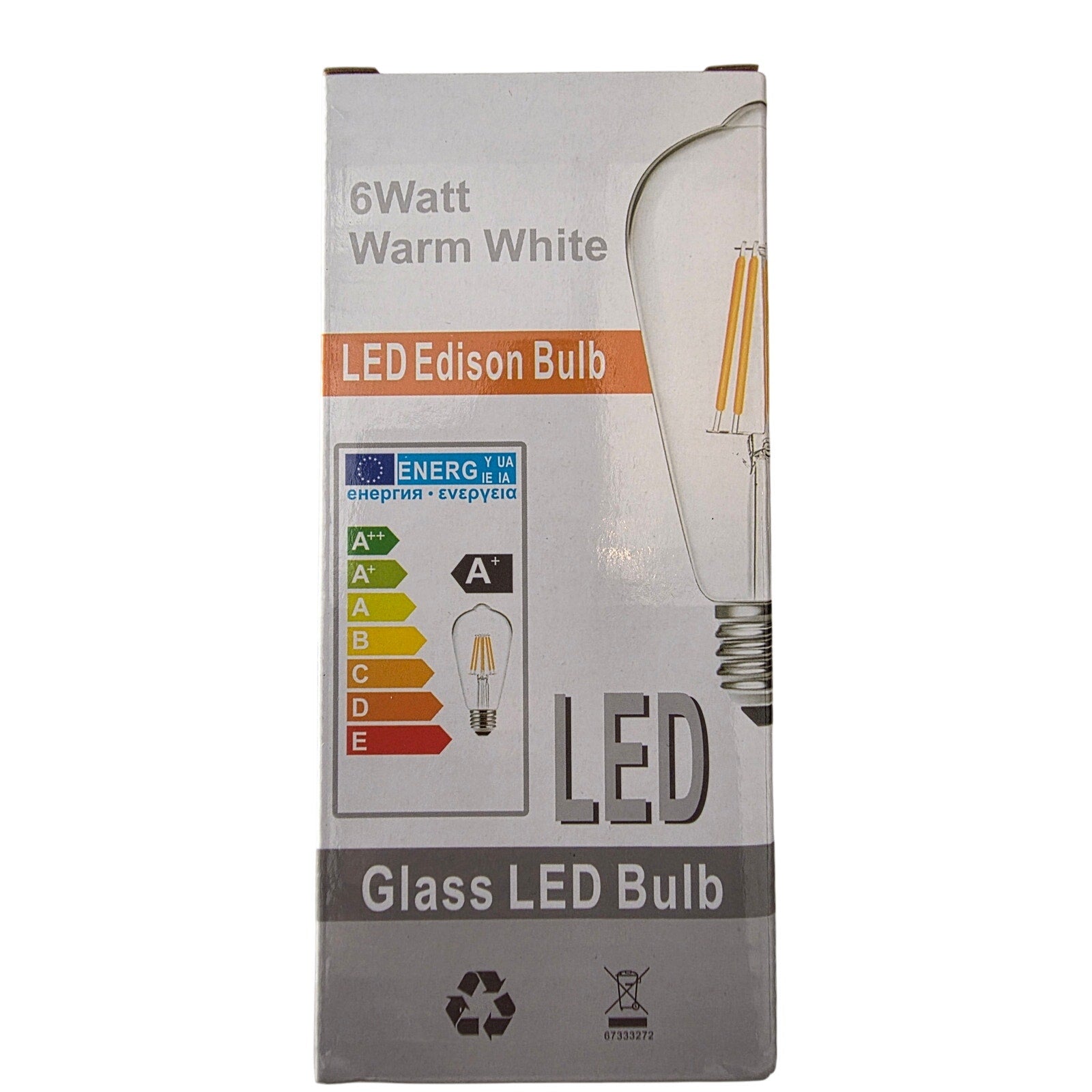 LED Edison Bulb ST64 – 6W Warm White Dimmable Glass Light