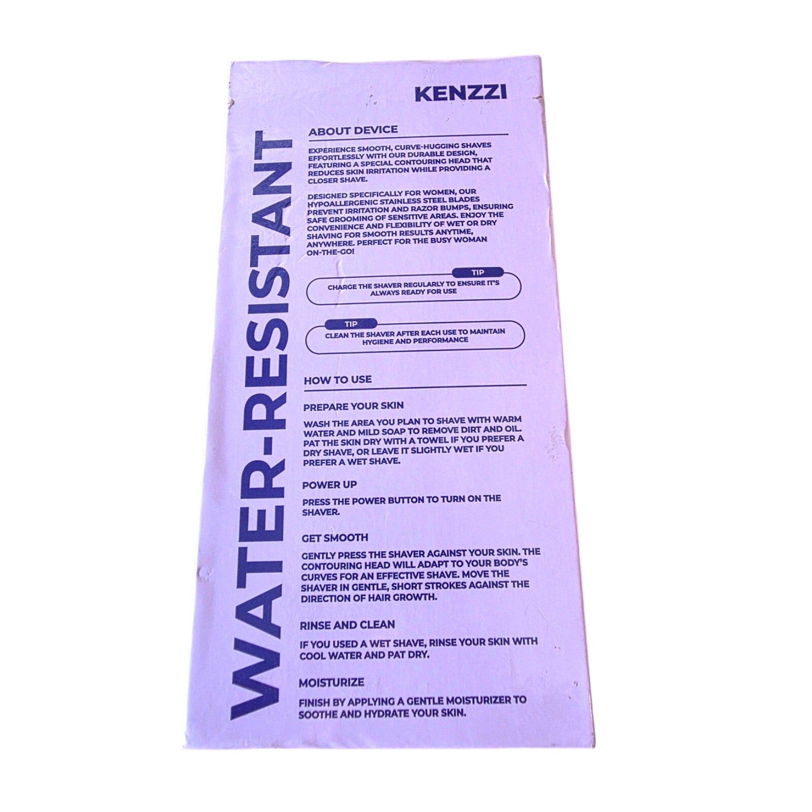 Kenzzi Lady Shaver – Rechargeable Wet & Dry Electric Razor for Women