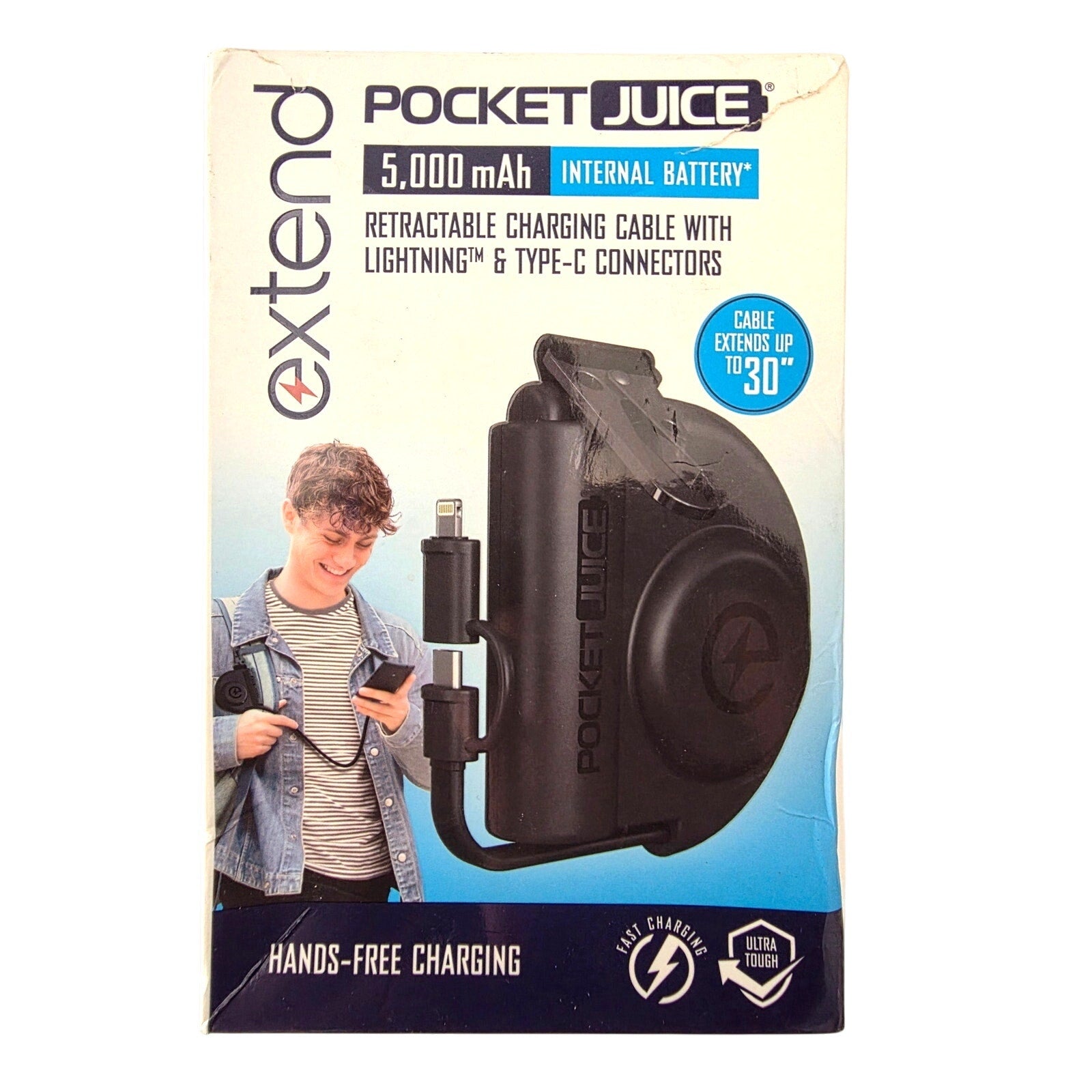 Pocket Juice Extend 5,000mAh Power Bank – Retractable Cable with Lightning