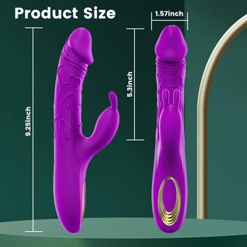 Waterproof Rechargeable Rabbit Vibrator – 10 Thrusting Modes, Clitoral & G-Spot Stimulation (Purple)