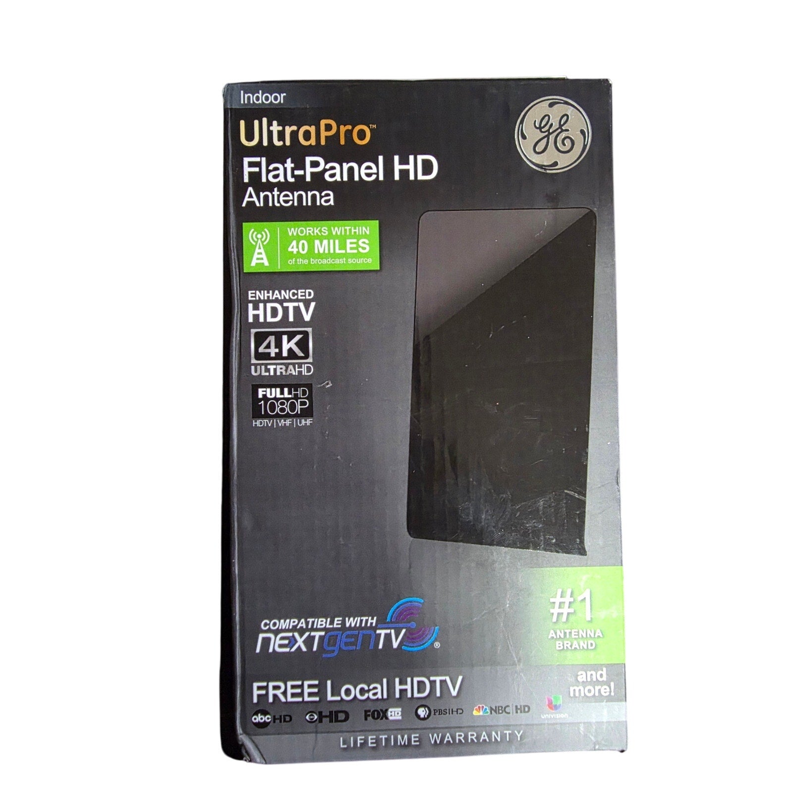 GE UltraPro Indoor Flat-Panel HD Antenna 4K UltraHD 1080p Enhanced HDTV