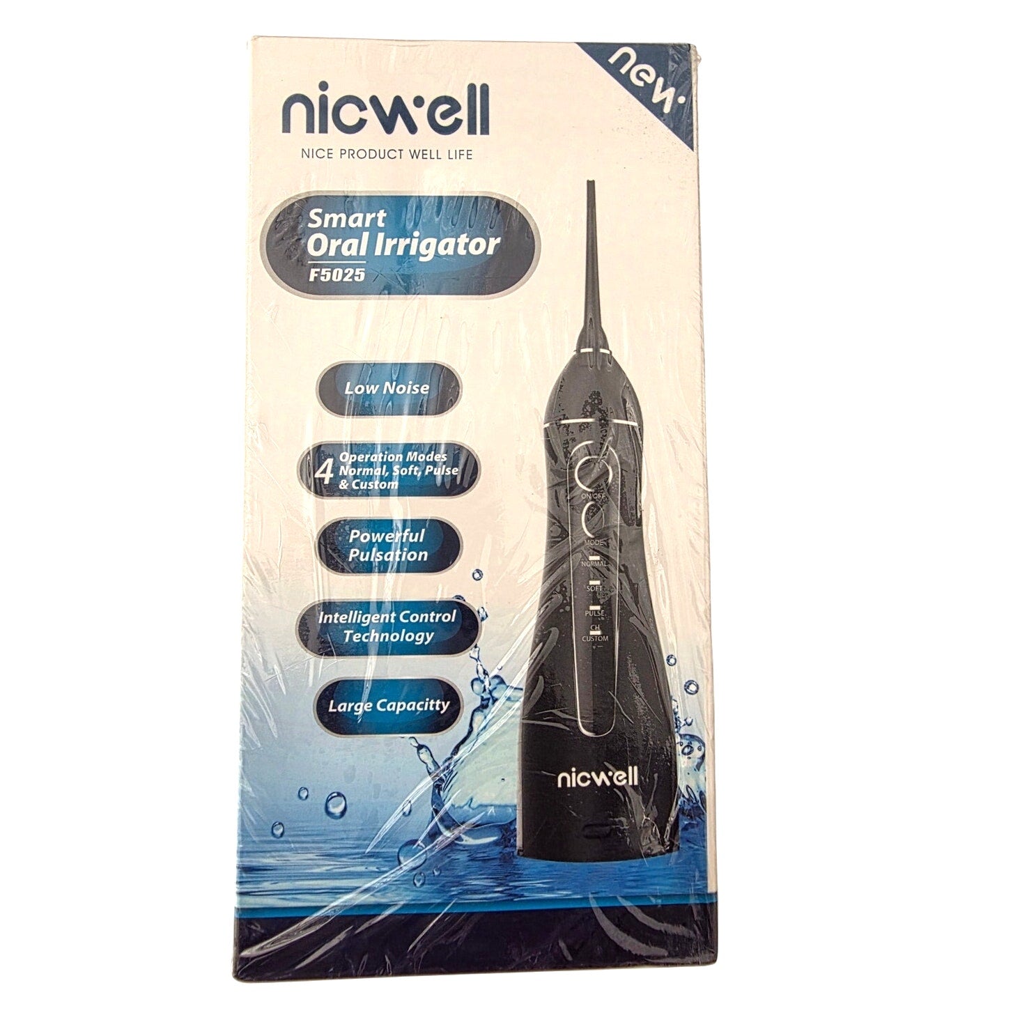 Water Dental Flosser Cordless for Teeth – Nicwell F5025 Smart Oral Irrigator, 4 Modes, Portable & Rechargeable, IPX7 Waterproof with Multiple Jet Tips